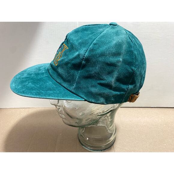 Vintage Black Comb Mountain Ski Hat Merkley - Turquoise Suede - cool Strap!! - Picture 2 of 10